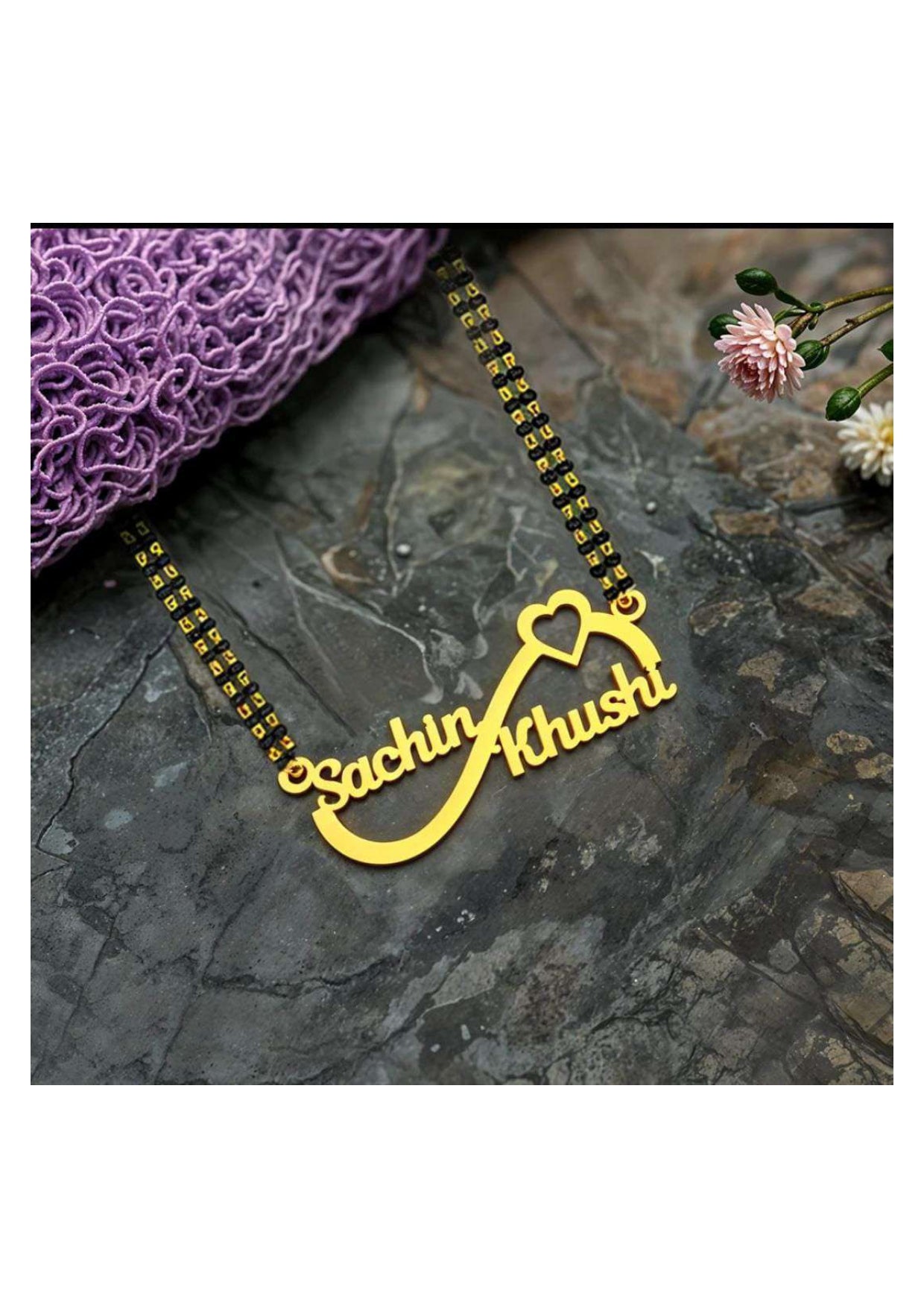 Infinity Couple Name Pendant with Heart – Personalized Gold-Plated Necklace