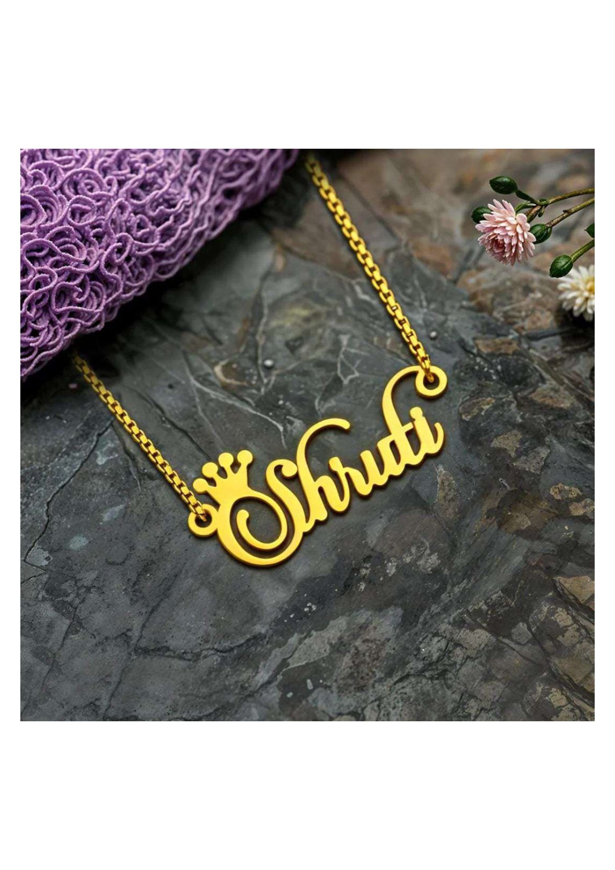 Custom Crown Name Necklace – Gold Personalized Pendant