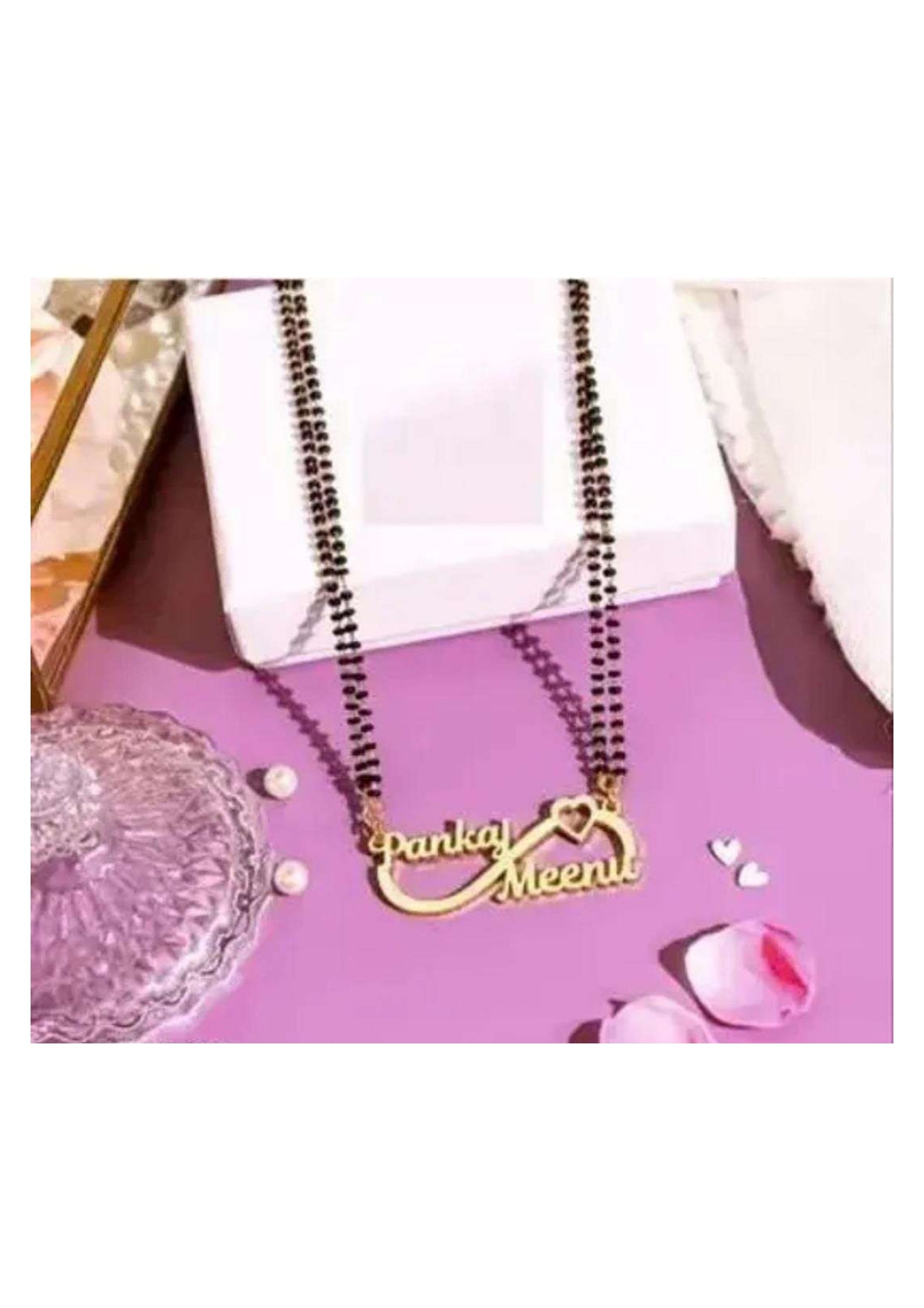 Personalized Double-Name Mangalsutra Pendant – Gold Custom Name Necklace