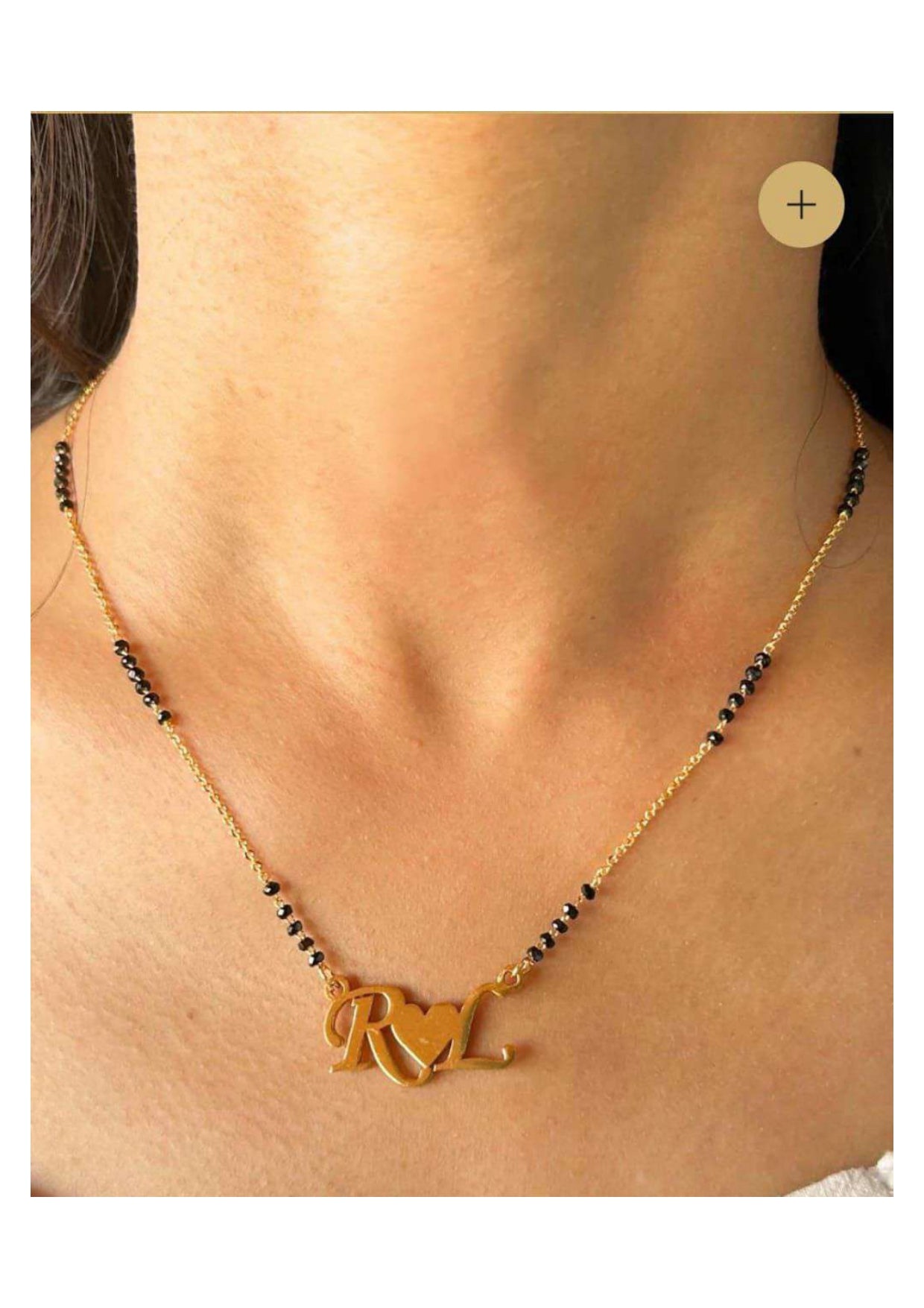Personalized Gold-Plated Mangalsutra Necklace with Initials & Heart Design