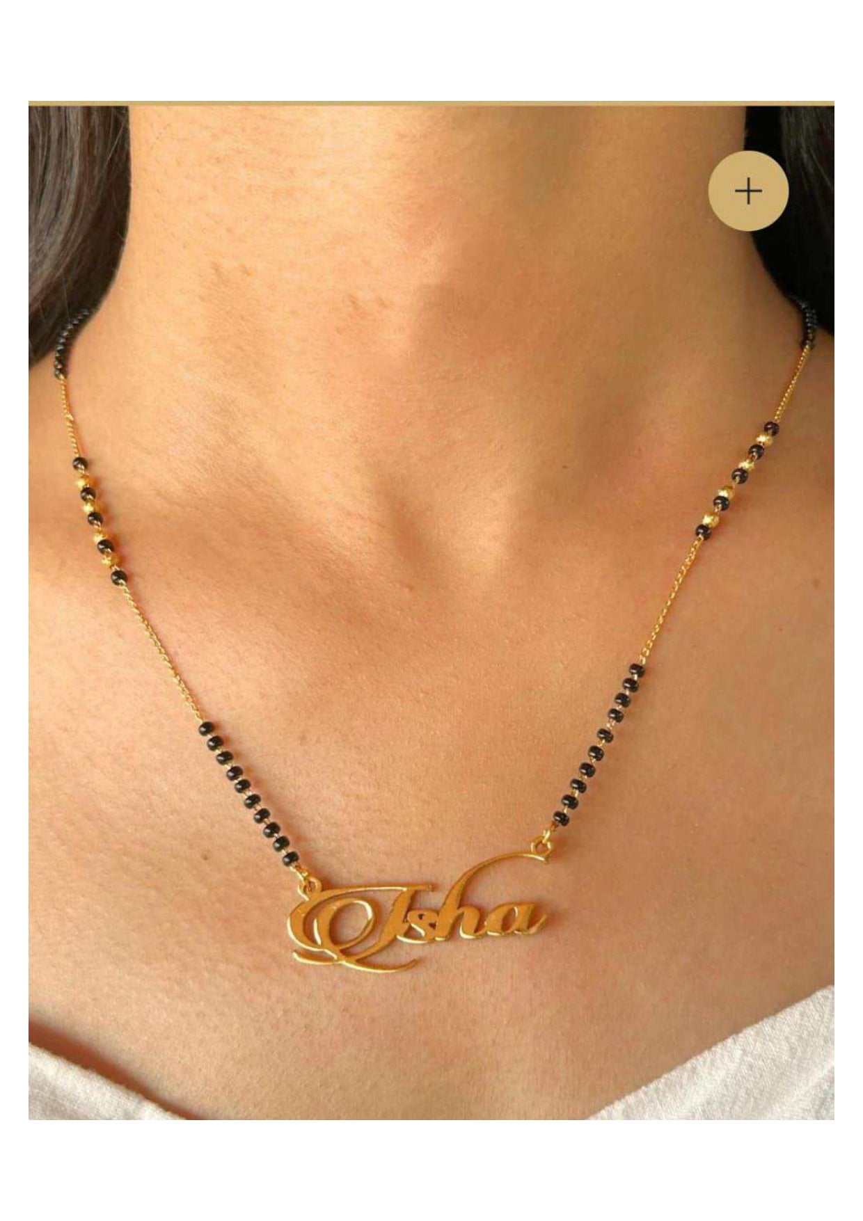 Customized Name Mangalsutra – Stylish Gold Isha Design