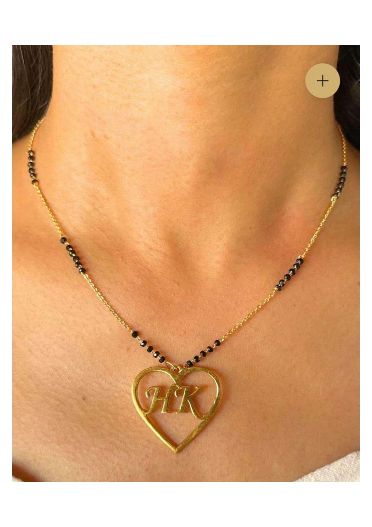 Customized Heart Initial Mangalsutra Pendant – Personalized HK Design